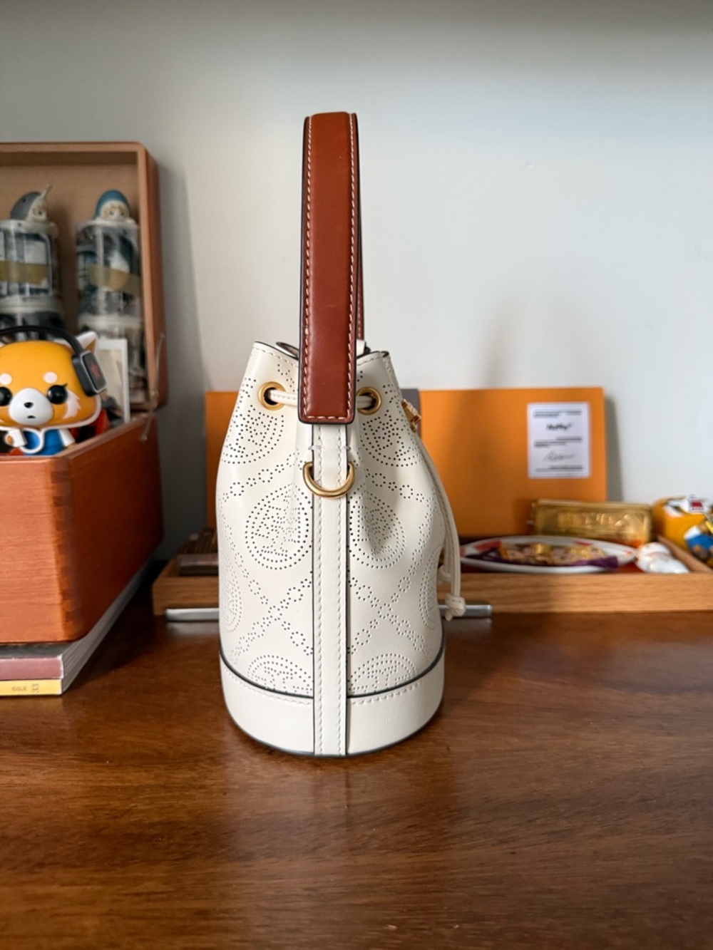 Tory Burch Mini T Monogram Perforated Bucket Bag NWOT - Picture 5 of 8